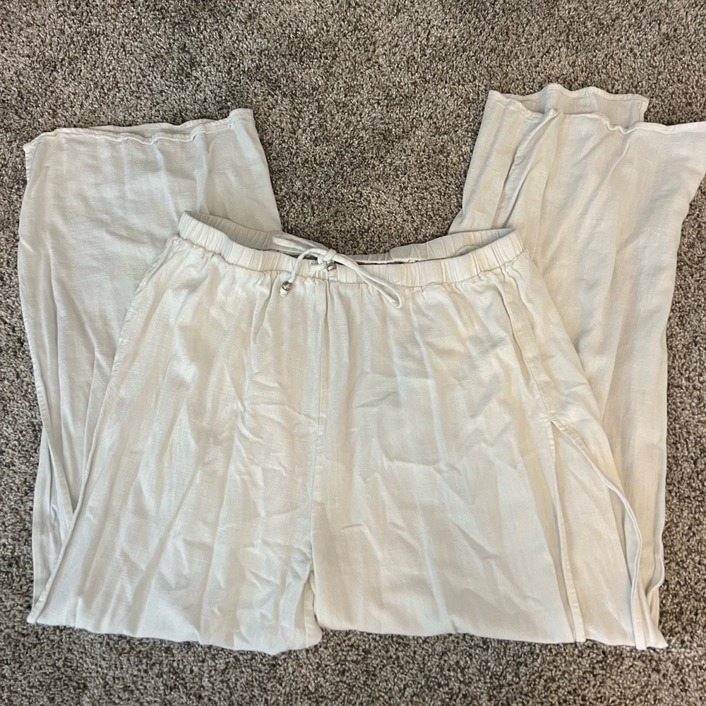 Lulu’s White Lightweight Flowy Cover Up Pants Size XL